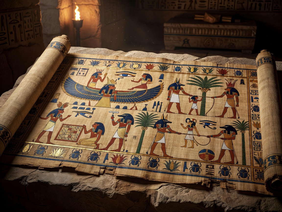 Mystic Papyrus with Egyptian designs depicting safe play values